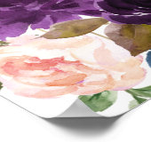 Romantisch lavendelblauw bloemensymbool huwelijksb poster (Hoek)