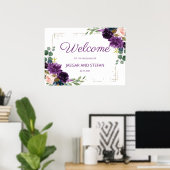 Romantisch lavendelblauw bloemensymbool huwelijksb poster (Thuiskantoor)