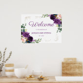 Romantisch lavendelblauw bloemensymbool huwelijksb poster (Keuken)