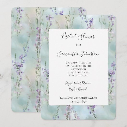 Romantisch  Lavendelbloemen Vrijgezellenfeest Kaart (Voorkant / Achterkant)