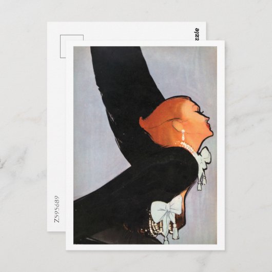 Romantisch, legant, roodhoofd, vrouw,  briefkaart (Voorkant / Achterkant)