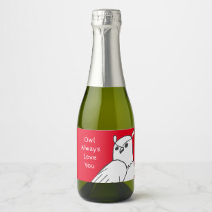 Romantisch Leuke Dierlijke Pun Uil Sparkling Wijnetiket