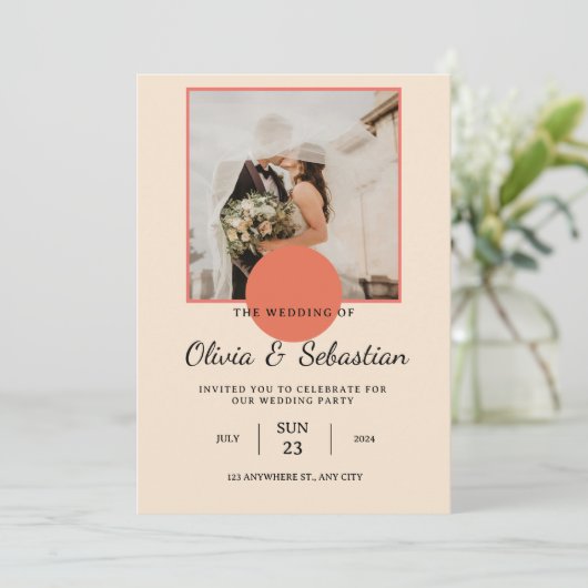 Romantisch licht grijsachtig Sinaasappel foto brui Kaart (Staand voorkant)