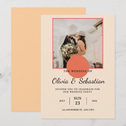 Romantisch licht grijsachtig Sinaasappel foto brui Kaart (Voorkant / Achterkant)