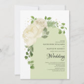 Romantisch Licht Groen Cream Rozen Boho Bloemenboo Kaart (Voorkant)