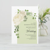 Romantisch Licht Groen Cream Rozen Boho Bloemenboo Kaart (Staand voorkant)