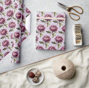Romantisch licht lavendel paarse pioenrozen  cadeaupapier