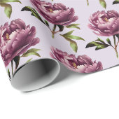 Romantisch licht lavendel paarse pioenrozen  cadeaupapier (Rol Hoek)