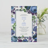 Romantisch licht staal blauw kool Rozen bruiloft Kaart (Staand voorkant)