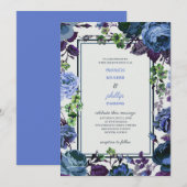 Romantisch licht staal blauw kool Rozen bruiloft Kaart (Voorkant / Achterkant)