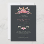 Romantisch licht staal blauwe bloemen kroon bruilo kaart (Voorkant)