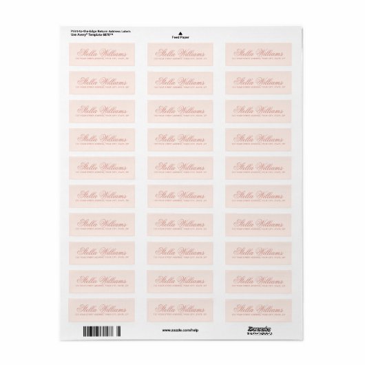 Romantisch lichtblush roze kalligrafie script etiket (Full Sheet)