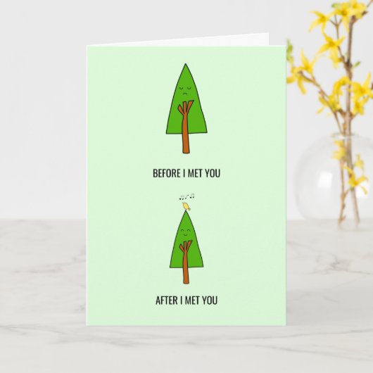 Romantisch Lief Cute Boom Vogel Koppel Liefde   Kaart (Gele Bloem)