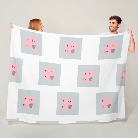 Romantisch LIEFDE Patroon met Hartsymbool Fleece Deken (In situ)