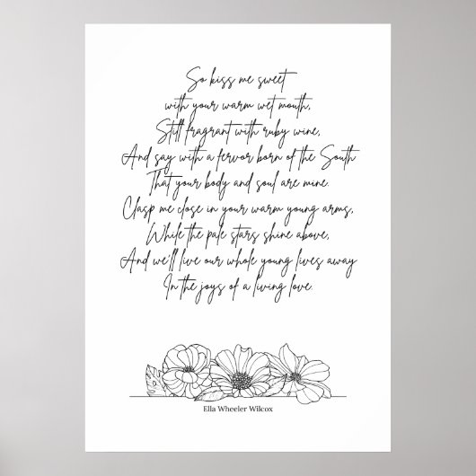 Romantisch liefdesgedicht door Ella Wheeler Wilcox Poster (Voorkant)