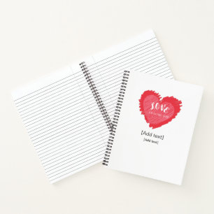 Romantisch liefdeshart aangepaste naam dagboek - C Notitieboek