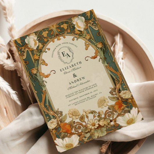 Romantisch Lijst groen bruiloft Kaart