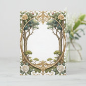 Romantisch lijst met bomen en rozen voor een bruil kaart (Staand voorkant)