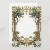 Romantisch lijst met bomen en rozen voor een bruil kaart (Voorkant / Achterkant)