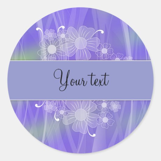 Romantisch lila bloemenontwerp ronde sticker (Voorkant)