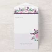 Romantisch Lila en Roze Floral Oval Lijst Dinner All In One Uitnodiging (Buitenkant)