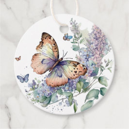 Romantisch lila en vlinder dank u gunst tags bedankjes labels