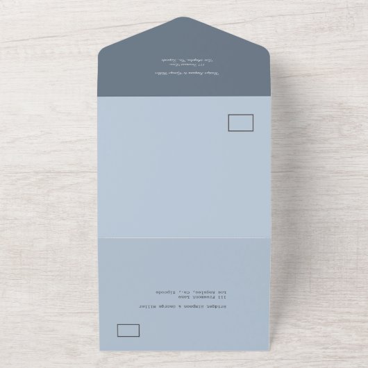 romantisch lila paar foto bruiloft veilig de datum all in one uitnodiging (Buitenkant)