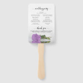 Romantisch Lila Paars Roos Elegant Wedding Program Handwaaier (Achterkant)
