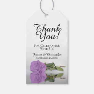 Romantisch Lila Paars Roos Weddenschap Bedankt Cadeaulabel