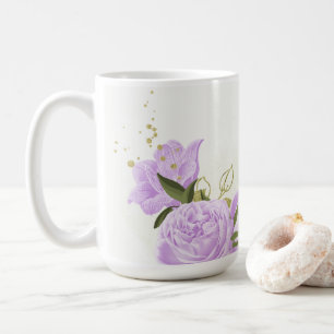 romantisch lila paarse bloemen groen bruiloft koffiemok