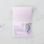 Romantisch Lila Wisteria & Vlinder Bloemenbruiloft Bedankkaart (Binnen)