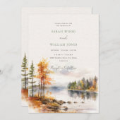 Romantisch linnen herfst meer Bruiloft Kaart (Voorkant / Achterkant)