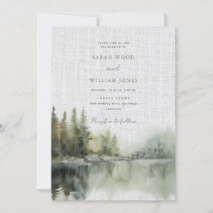 Romantisch linnen wild groen bos Bruiloft Kaart