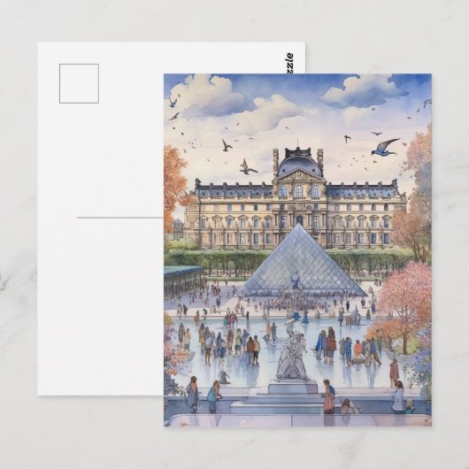 Romantisch Louvre Parijs Street Scene Art Briefkaart (Voorkant / Achterkant)
