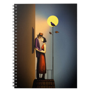 Romantisch Maanlicht Balkon – Vintage Noir Liefde Notitieboek