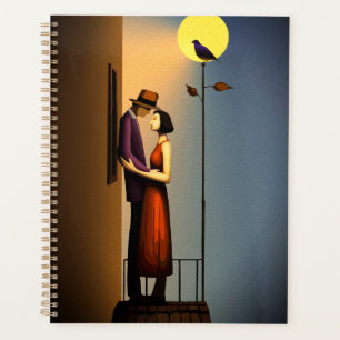 Romantisch Maanlicht Balkon – Vintage Noir Liefde Planner