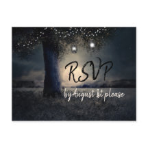 Romantisch maanlicht en lantaarns in bomen RSVP