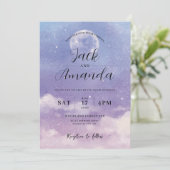 Romantisch maanlicht Waterverf huwelijksuitnodigin Kaart (Staand voorkant)