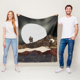 Romantisch maanverlicht marmeren landschap fleece deken