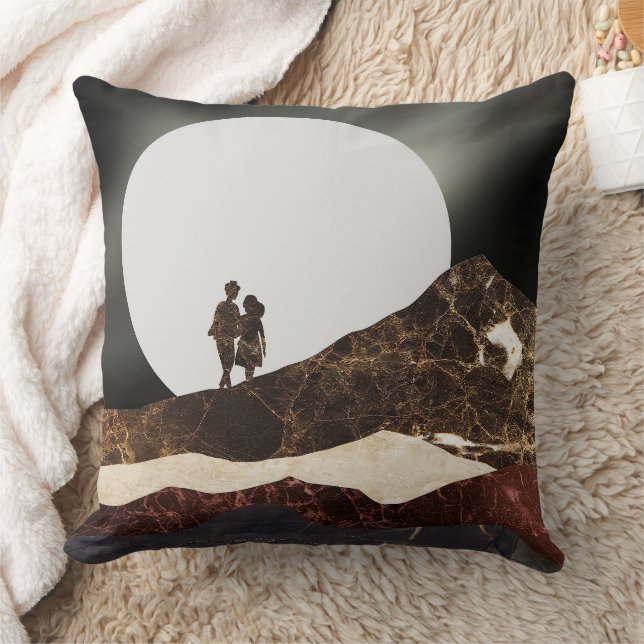 Romantisch maanverlicht marmeren landschap kussen (Deken)