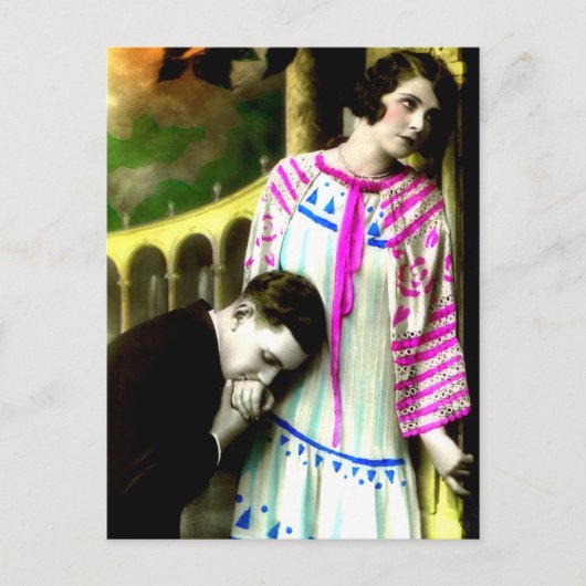 Romantisch Man Kissing Woman's Hand  Briefkaart (Voorkant)