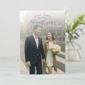 Romantisch marine beige foto bedankkaart (Staand voorkant)