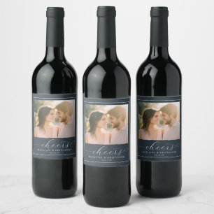 Romantisch marine elegante foto wijn etiket