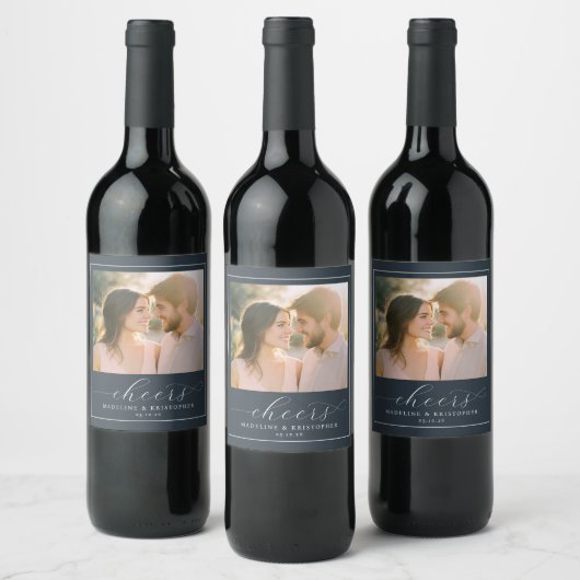 Romantisch marine elegante foto wijn etiket (Flessen)
