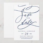 Romantisch marine kalligrafie | Bloemrijke versier Save The Date (Voorkant / Achterkant)