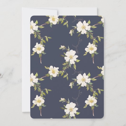 Romantisch marineblauw wit bloemig Vrijgezellenfee Kaart (Achterkant)