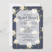 Romantisch marineblauw wit bloemig Vrijgezellenfee Kaart (Voorkant)