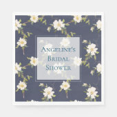 Romantisch marineblauw wit bloemig Vrijgezellenfee Servet (Voorkant)