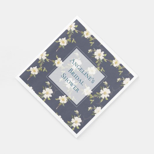 Romantisch marineblauw wit bloemig Vrijgezellenfee Servet (Hoek)