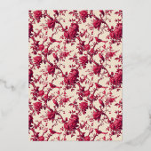 Romantisch Maroon Bloemmotief Folie Uitnodiging (Achterkant)